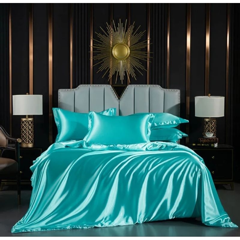 Bedcover Set Sprei Satin Premium UK 120x200 Single Size/Sprei Satin No.3/Sprei Anti Geser