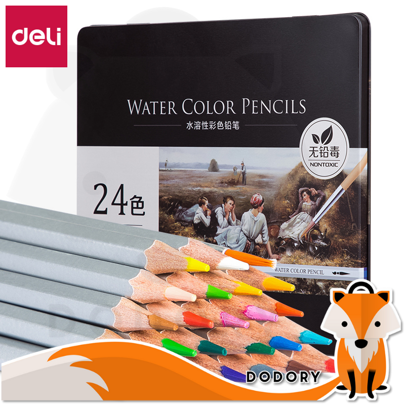 DODORY DELI005 Pensil Warna 24/36/48/72 Warna Tidak Beracun Dapat Dicuci dan Teknologi Hybrid