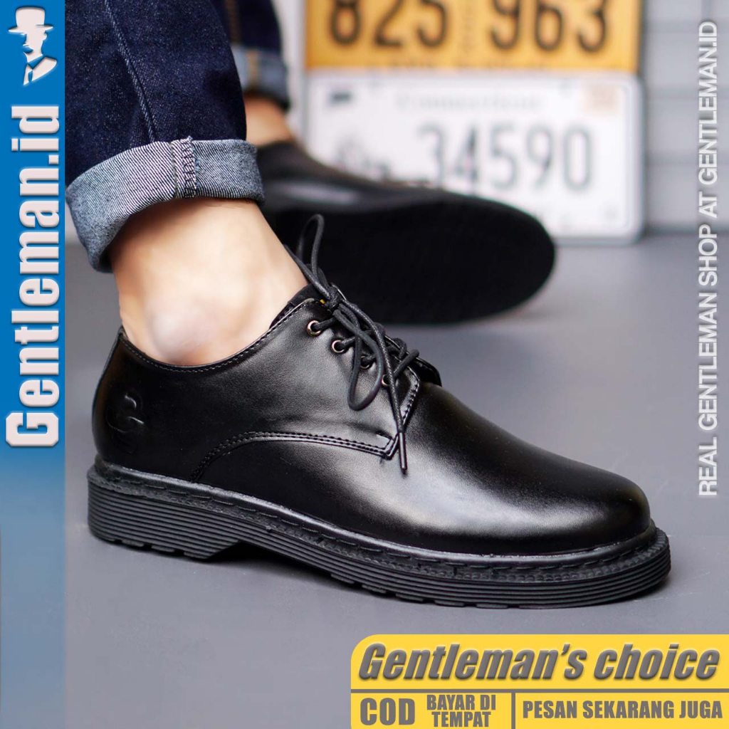 GENTLEMAN Jackson Sepatu Formal Hitam Pria Kerja Kantor Pantofel Model Docmart Original