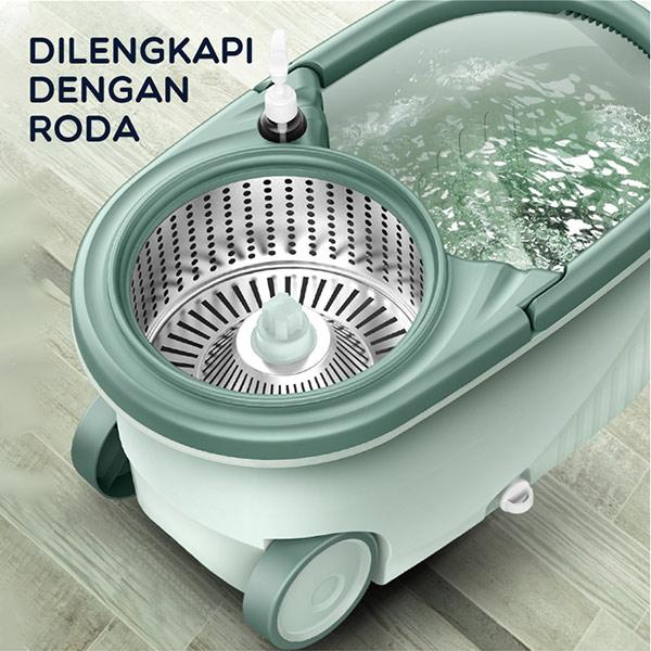 Bonbox Alat Pel Lantai Kain Fiber dengan Ember Spin Mop Mencuci dan Membilas Alat Pembersih Lantai BCT704