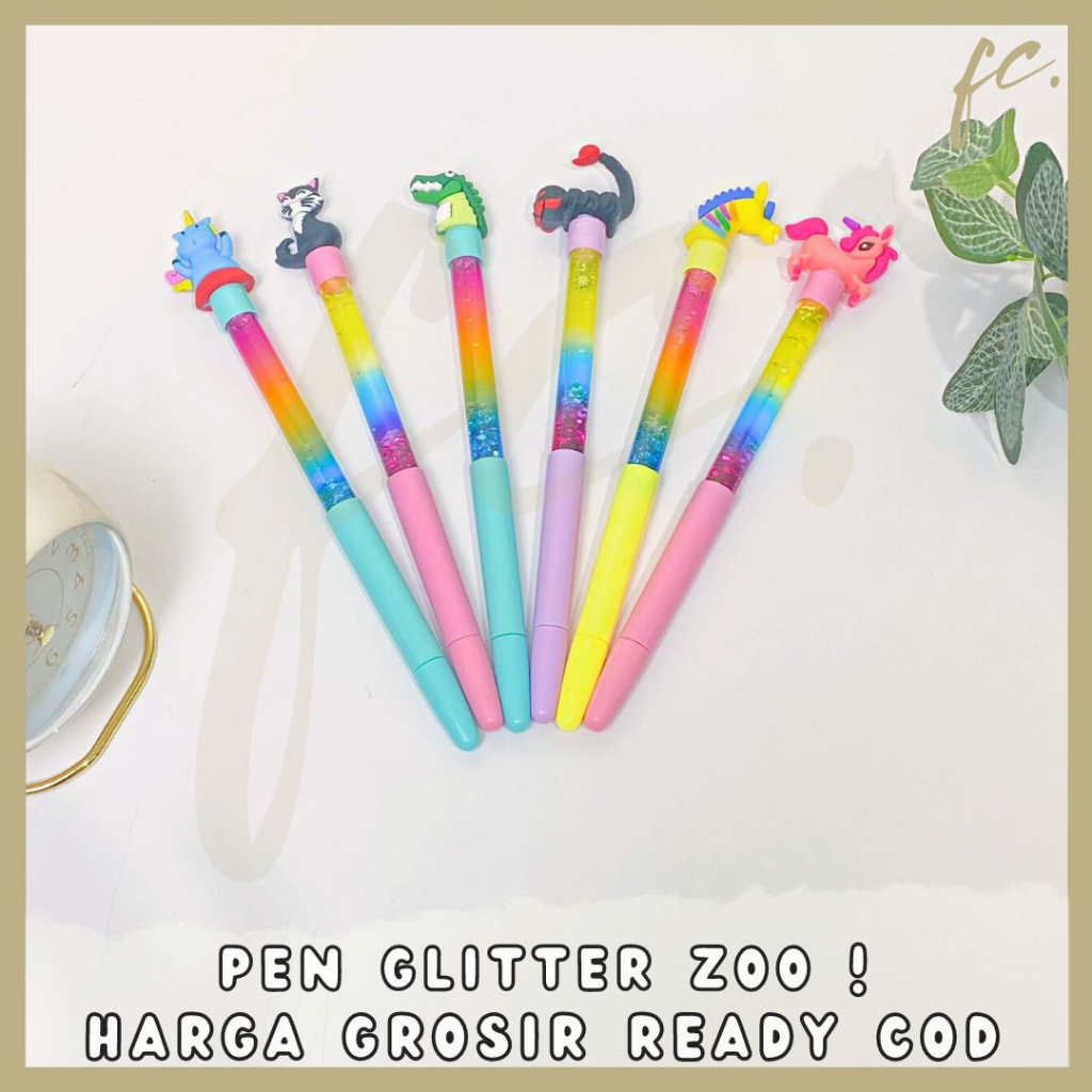 

Pen / Pulpen Glitter Gel Tinta Hitam Kartun Animal Zoo Hewan Kucing Unicorn Buaya Kuda Nil Hippo Scorpio Zebra Cute Pastel Kuda Little Pony Lucu Souvenir Hadiah Anak Harga Grosir Ready COD