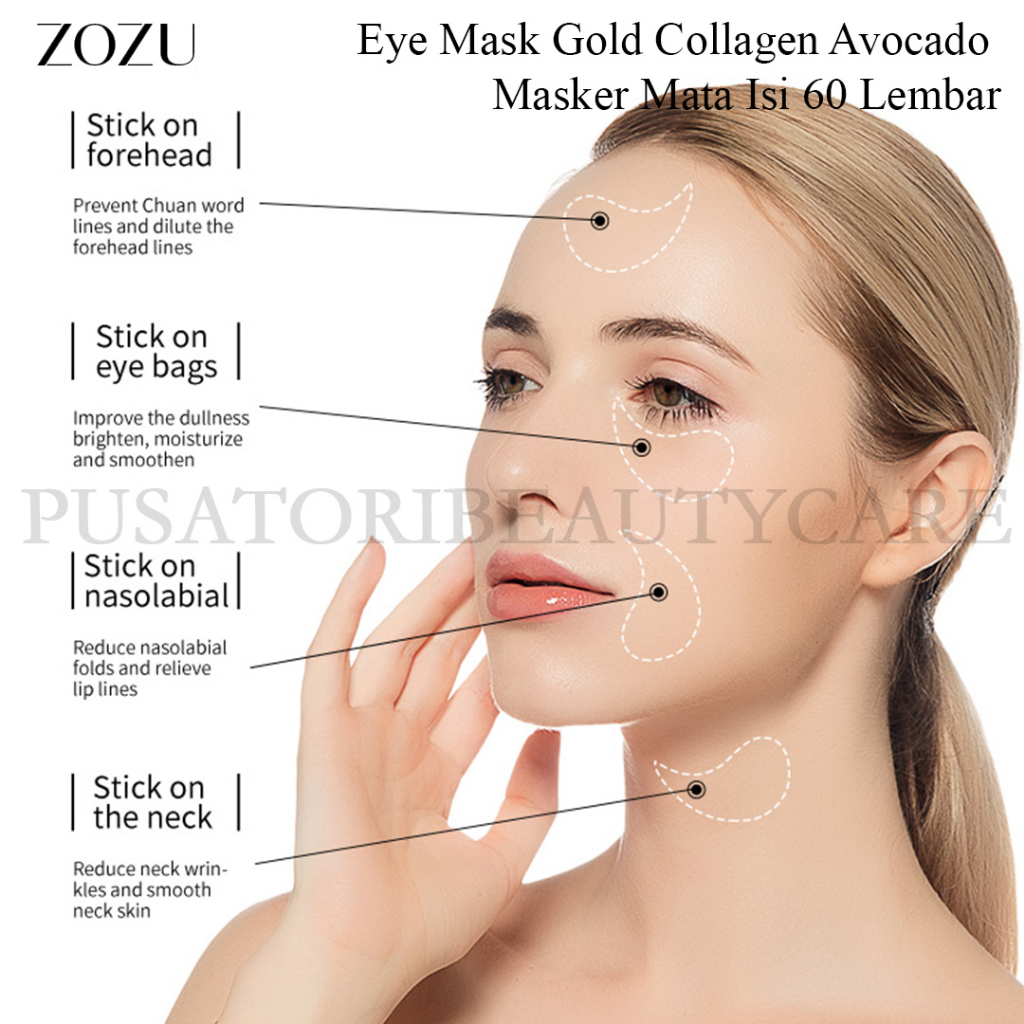 ZOZU Eye Mask Gold Collagen Avocado Masker Mata Isi 60 Lembar