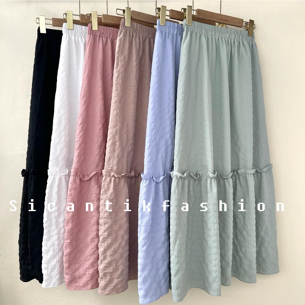 Rok Polos Wanita Crinkle Import / Skirt Cewek Korean