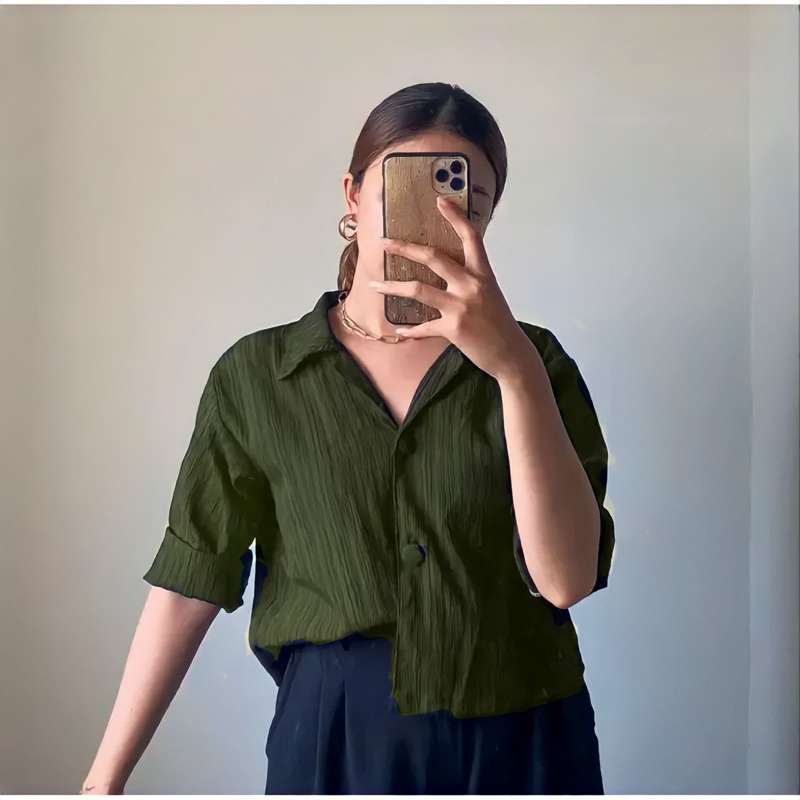 Soya Shirt - Kemeja Wanita Lady Crush Oversize - Blouse Wanita Korean Style - Baju Wanita Dewasa Lengan 7/8 - Atasan Wanita Oversized - Pakaian Wanita Terbaru