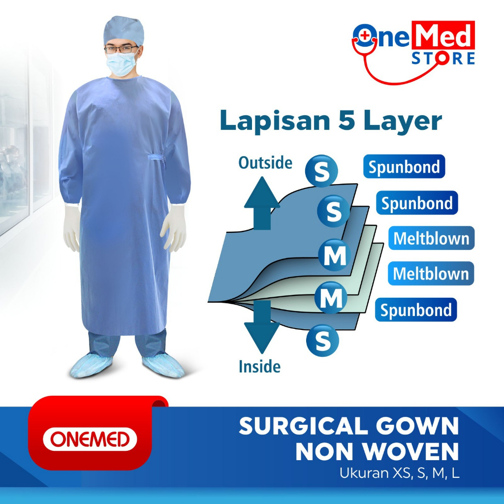 Baju Operasi Surgical Gown NonWoven OneMed OJ2