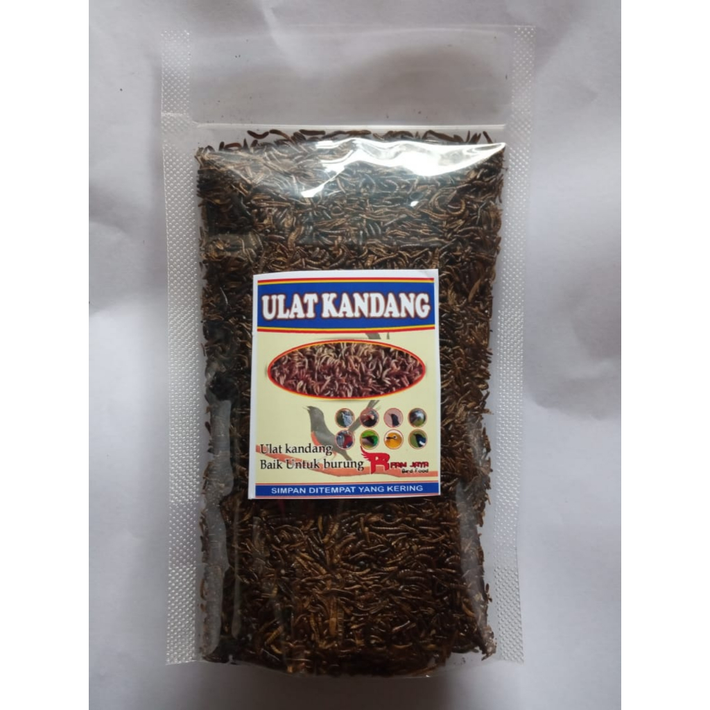 ULAT KANDANG KERING 100 Gram Toples Makanan Burung Hamster Sugar Glider Tupai