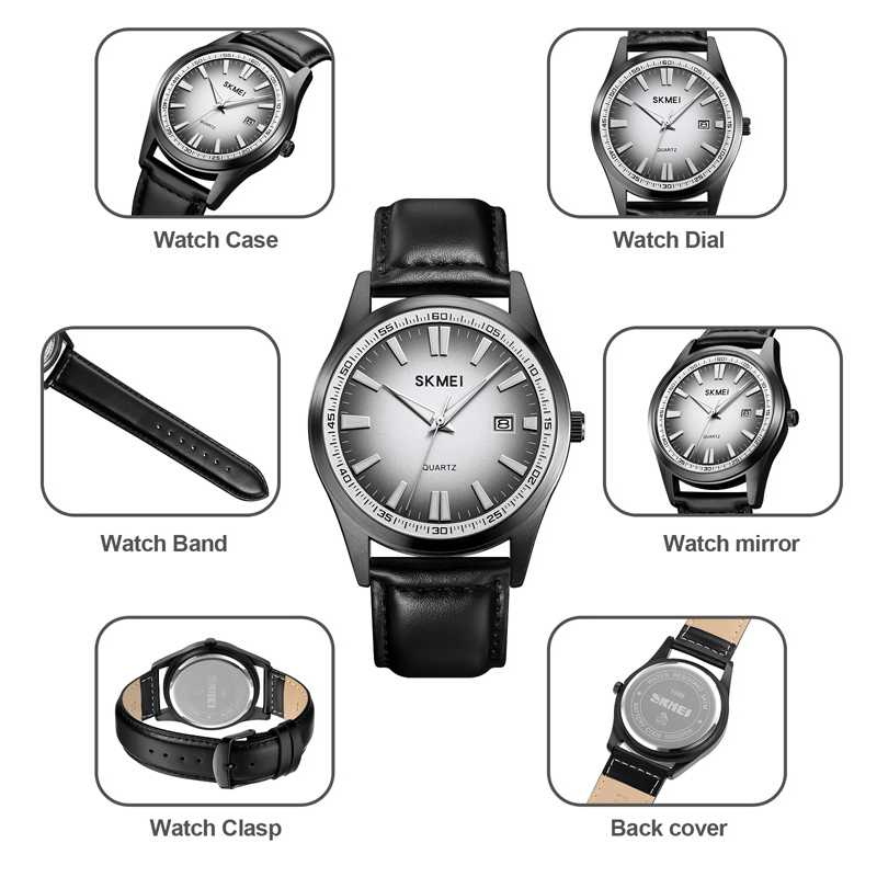 Jam Tangan Pria Analog Watch Leather Strap Waterproof 30M Desain Premium Jamtangan Berkualitas Multifungsi
