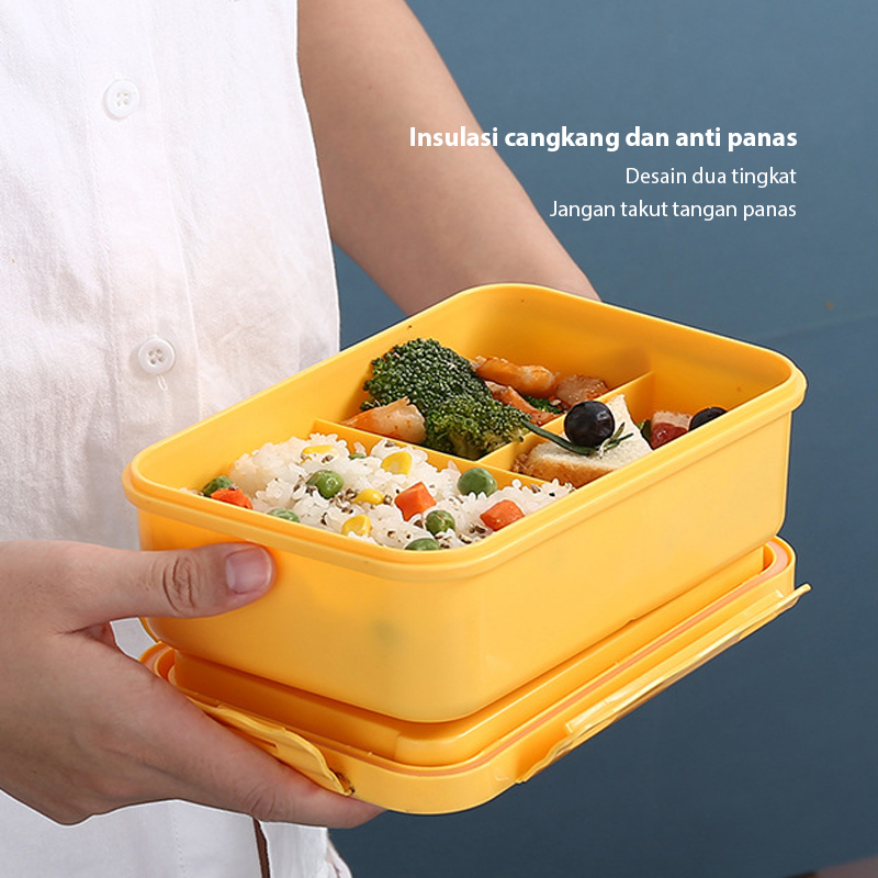 Lunch box sekat BPA Free / Tempat makan anti bocor bekal grid kotak makan lunch box PP BPA Free / Lunch Box 3 Sekat