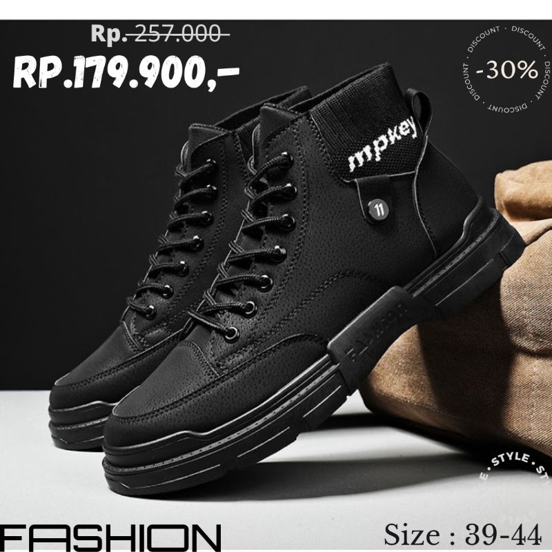 Sepatu boots Hitam 39-44 Mpkey Hight Sneakers outdoor touring motor Kasual Pria Wanita terlaris murah best medan