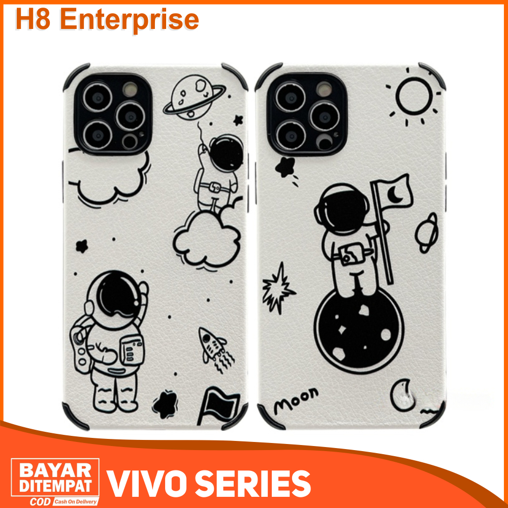 Case Vivo Y02 Y12 Y12S Y15 Y16 Y17 Y20 Y20S Y21 Y21A Y21E Y21S Y21T Y30 Y30i Y33S Y33T Y50 Casing Astronot White Black TPU