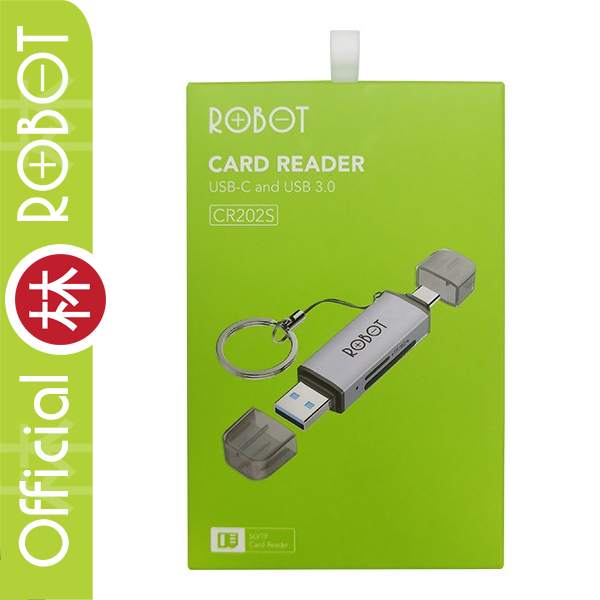 Robot CR202S Card Reader 2 in 1 USB 3.0 Type C Memory Card Adapter New CR202