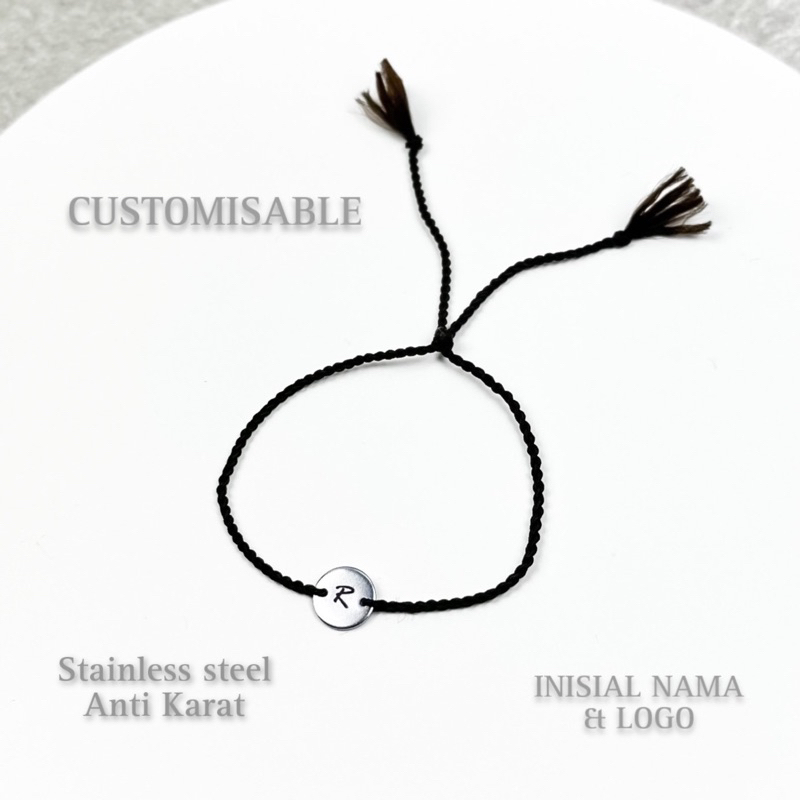 Gelang Custom Inisial Nama Stainless Steel Unisex