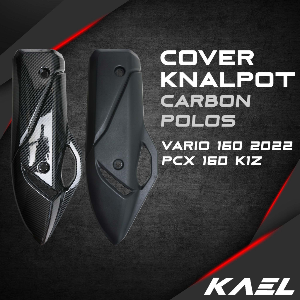 Cover Knalpot Carbon Polos Model Vario 160 New LED / PCX 160 K1Z 2021-2022 Pelindung Tutup Penutup Tameng Kenalpot Muffler Exhaust Premium Black Karbon