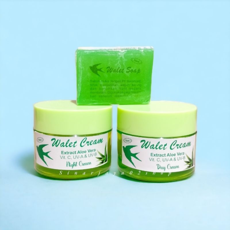Cream Walet Aloevera Whitening 3in1 Crem Walet Jaring Original