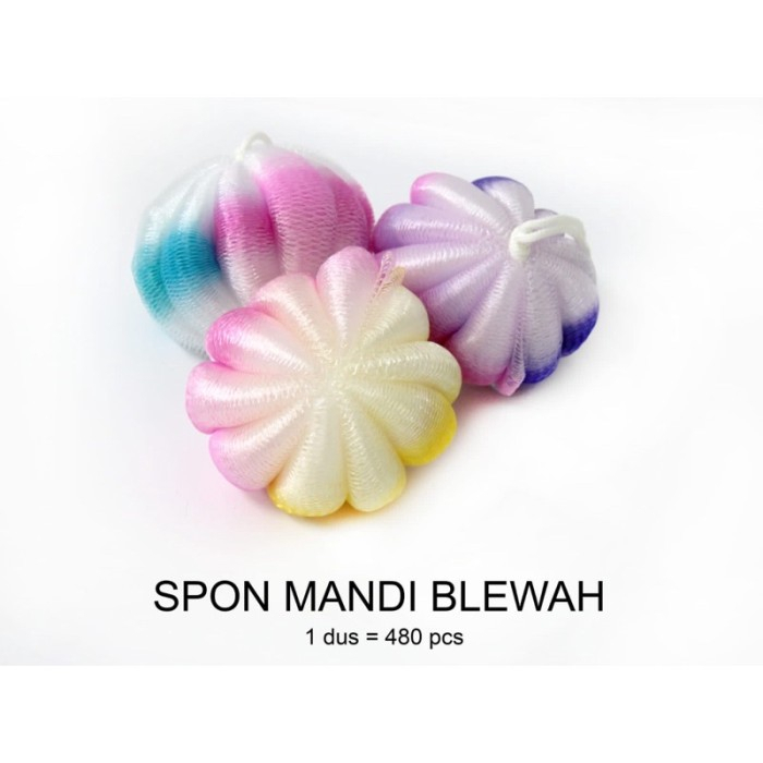 Spon Mandi Blewah tebal bulat / spons puff Labu bawang Manggis / Bath Showerr Sponge scrub1 Pcs Murah
