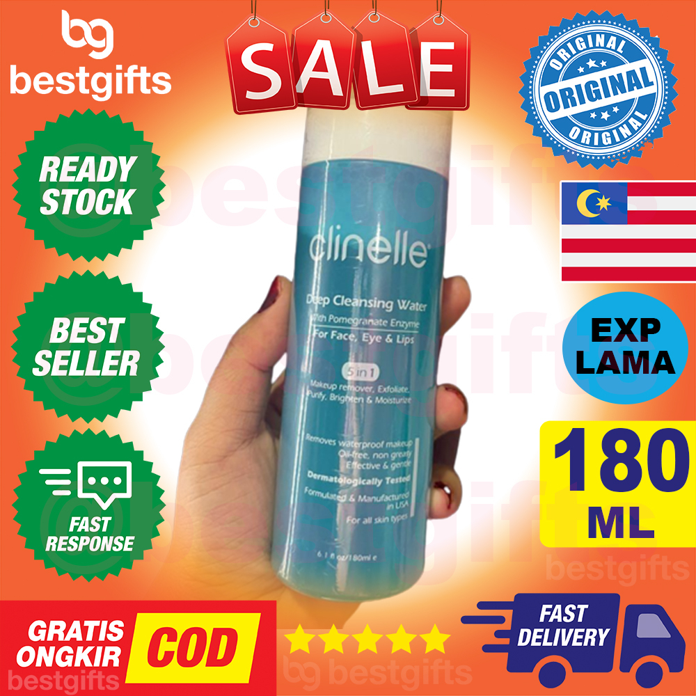 CLINELLE DEEP CLEANSING WATER 5 IN 1 PEMBERSIH WAJAH EFEKTIF MENGGANGKAT KOTORAN 180 ML