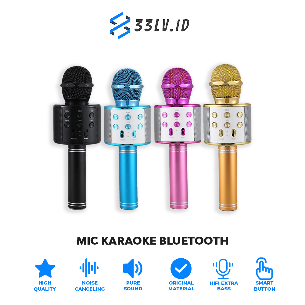 【33LV.ID】Mic Wireless Karaoke Smule WS 858 Bluetooth Speaker Microphone