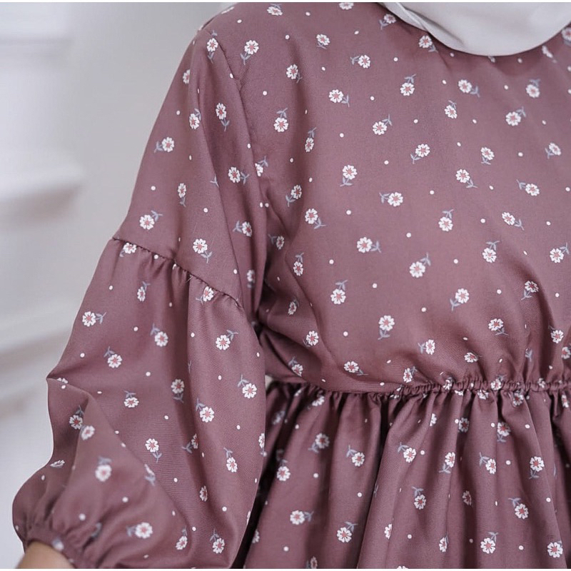 FLOWY BLOUSE KOREAN VINTAGE - BLOUSE BUNGA MOTIF