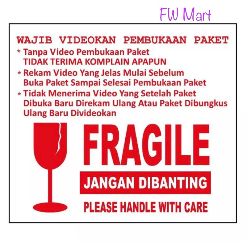 

STICKER Video Unboxing Fragile Pecah Belah