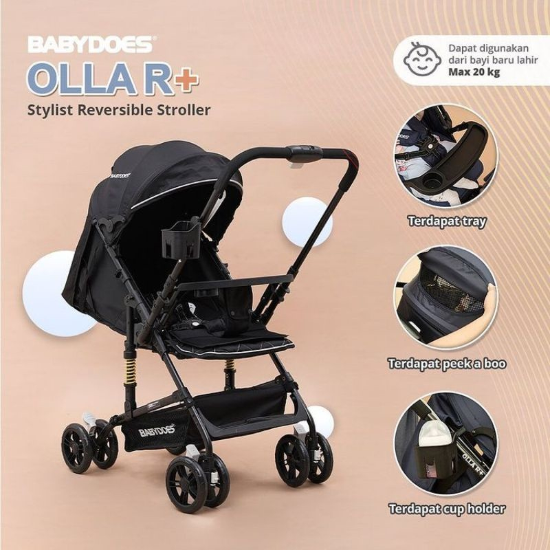 Makassar! Babydoes Stroller Bayi OLLA R+ Plus Kereta Dorong Bayi Hadap Ibu Stylish Reversible