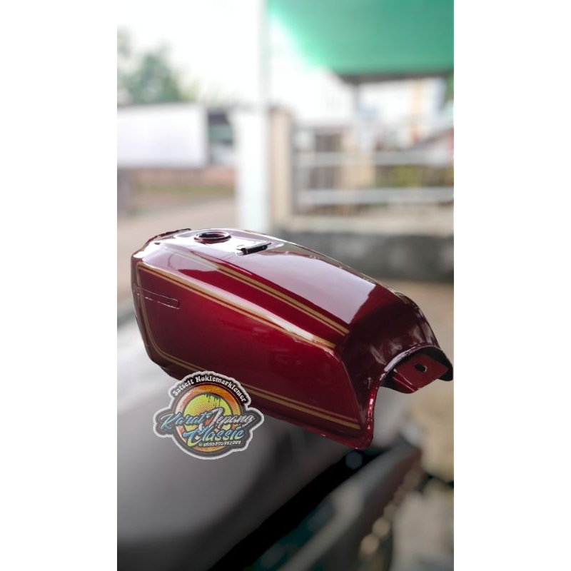 Tangki gl100 maron tua list gold bahan tebal detail original