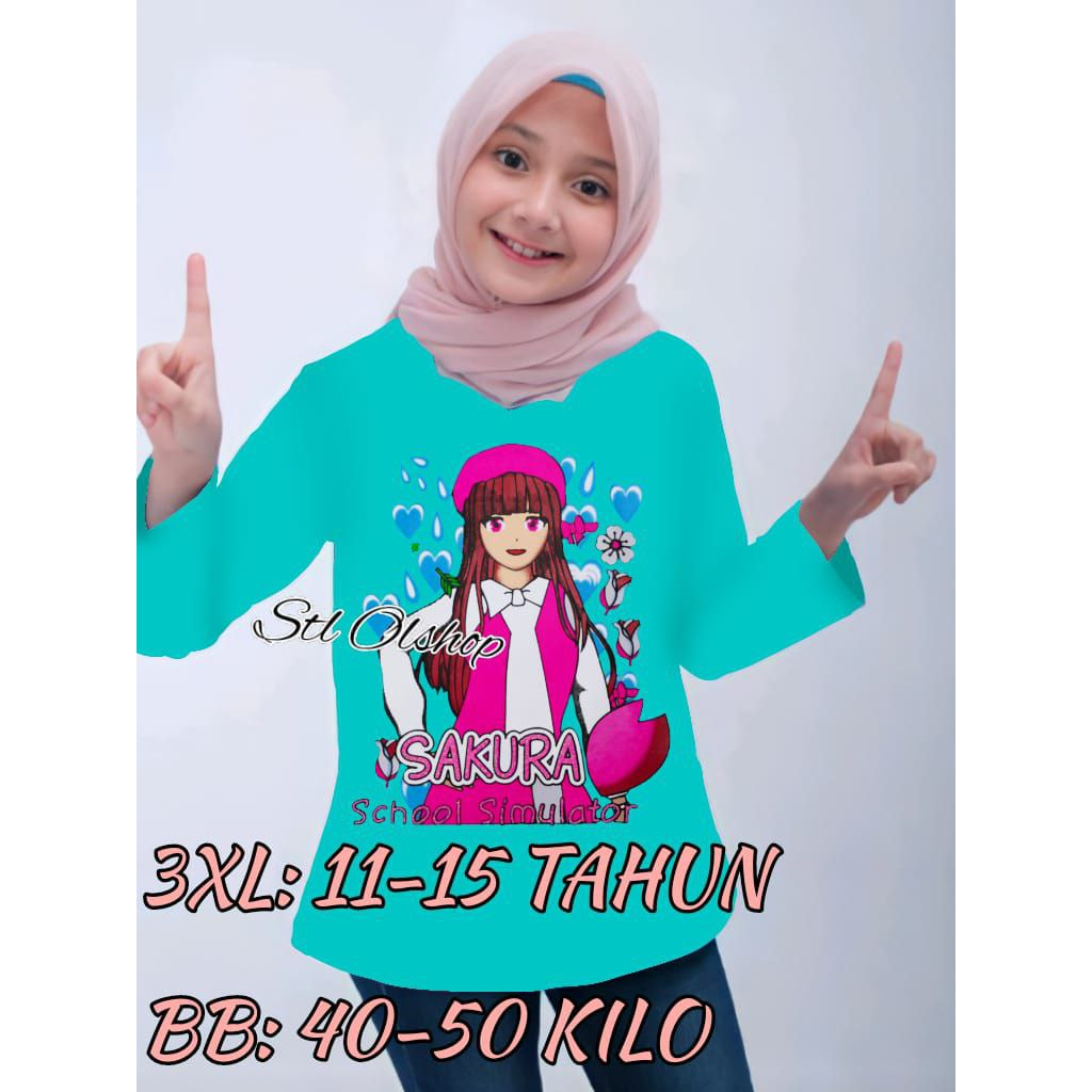 Kaos atasan anak perempuan lengan panjang  | Untuk anak umur 11-15 tahun