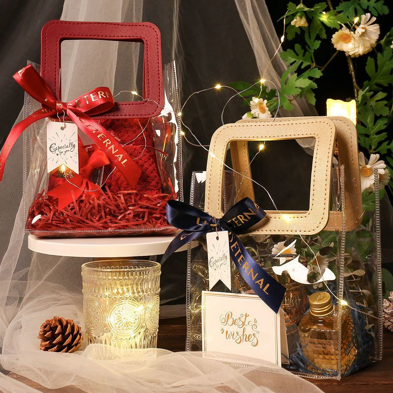 Tas Mika PVC Premium Transparan Lebaran Natal Ulang Tahun Uk 25x10x30