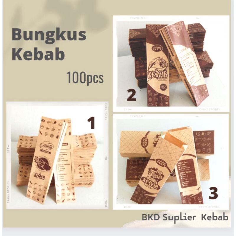 

kemasan kebab coklat 100 LEMBAR ukuran 27x7x4 cm