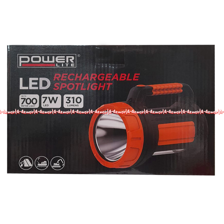 Powerlite LED Senter Recharge 7W Dengan Lentera Warna Orange Senter Besar Bisa Di Charge USB Power Lite Flashlight Rechargeable Charger