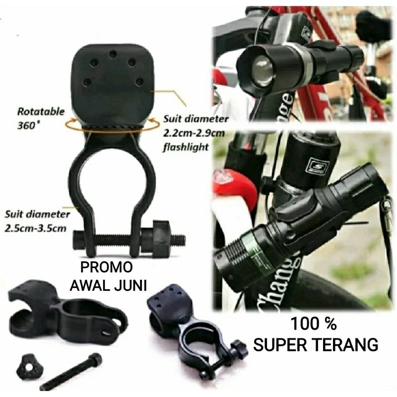 SENTER SEPEDA SUPER TERANG BISA DI ZOOM (include brecet+batrai)