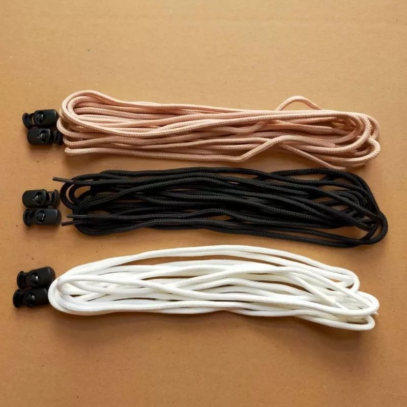 Sepasang Tali Sepatu Bulat Panjang 200Cm 150Cm 120Cm Warna Hitam, Putih, Cream, Cokelat, Tan, Abu Untuk Sepatu Sport, Casual, PDL PDH, Sneakers, Pantofel