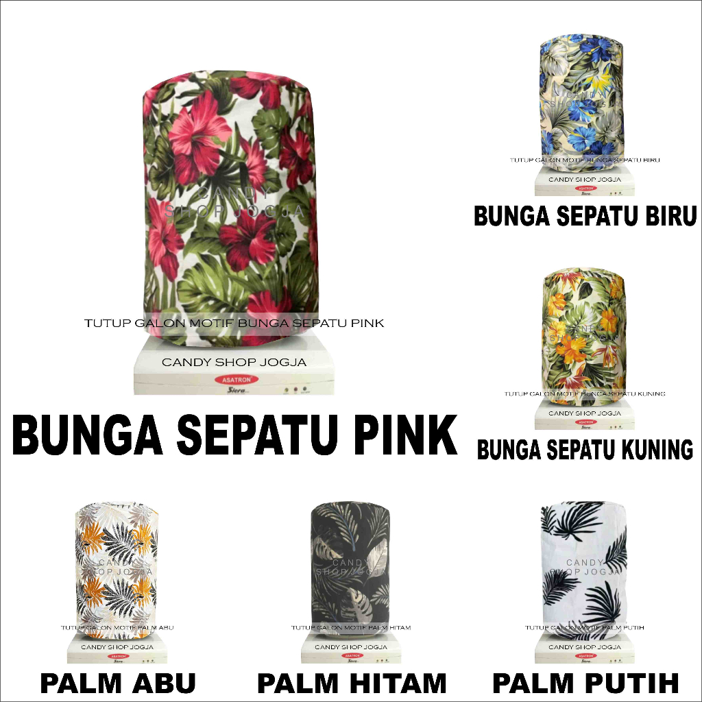 COVER GALON KANVAS / TUTUP DISPENSER / SARUNG GALON - MOTIF BUNGA SEPATU PINK