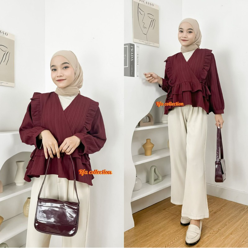 ATASAN KEMEJA WANITA THALIA BLOUSE TERBARU BAHAN BABY CRUSH PREMIUM SOFT