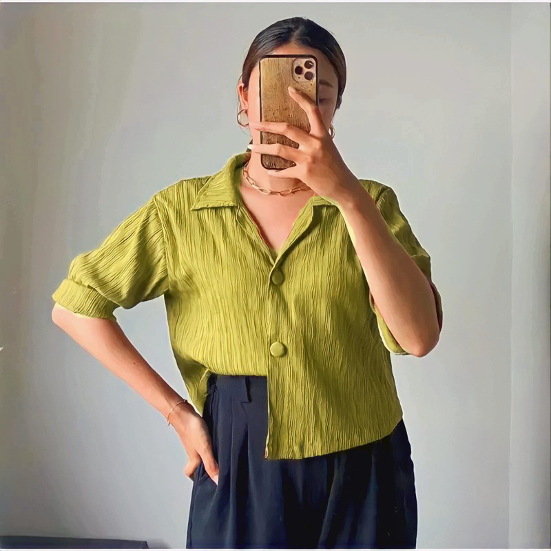 Soya Shirt - Kemeja Wanita Lady Crush Oversize - Blouse Wanita Korean Style - Baju Wanita Dewasa Lengan 7/8 - Atasan Wanita Oversized - Pakaian Wanita Terbaru