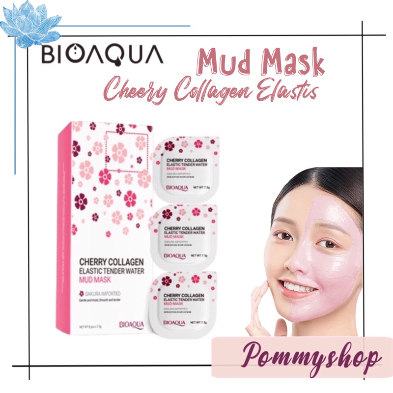 Bioaqua Cherry Collagen Elastic Tender Water Mud Mask 7.5gx8pcs