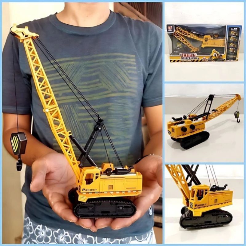 Diecast Truk Crane Tower Kontruksi Murah - Mainan Miniatur Excavator
