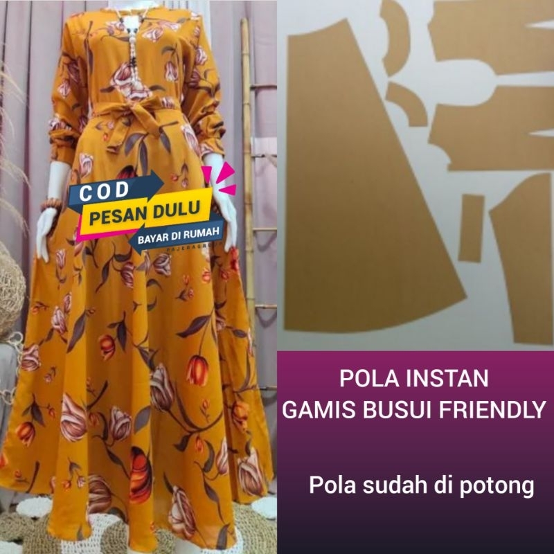 Pola Instan Gamis Busui A line dewasa