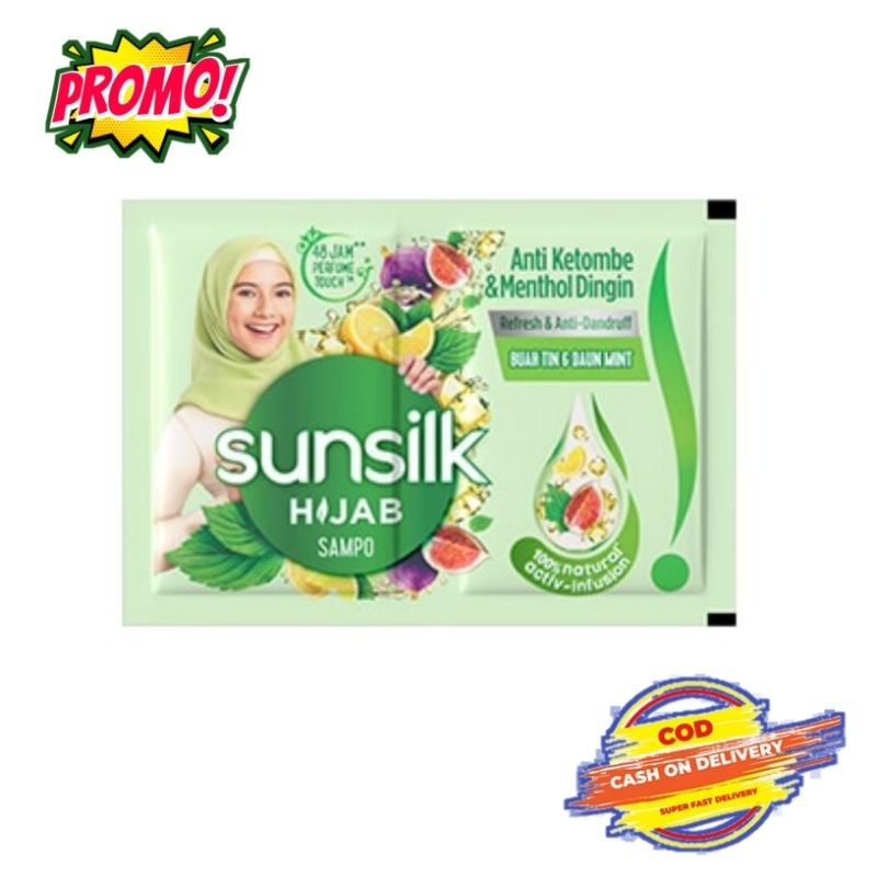 SUNSILK Hijab Refresh & Anti Dandruff Shampoo hijau [12 pcs/ 8 mL/ Sachet]