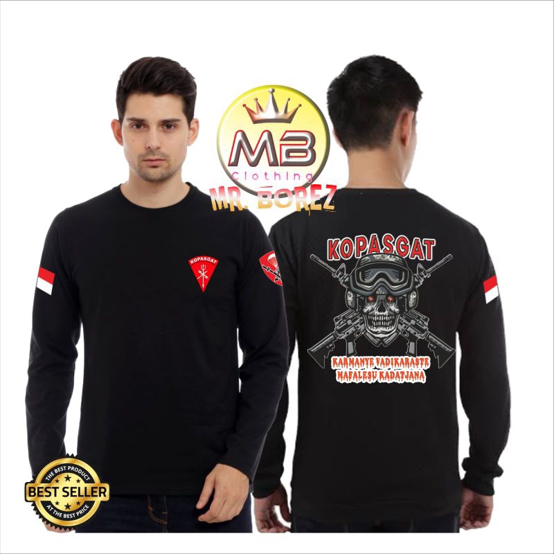 Kaos Katun Kopasgat Premium / Baju Kopasgat Lengan Pendek Lengan Panjang / Kaos Longsleeve / Kaos Mi