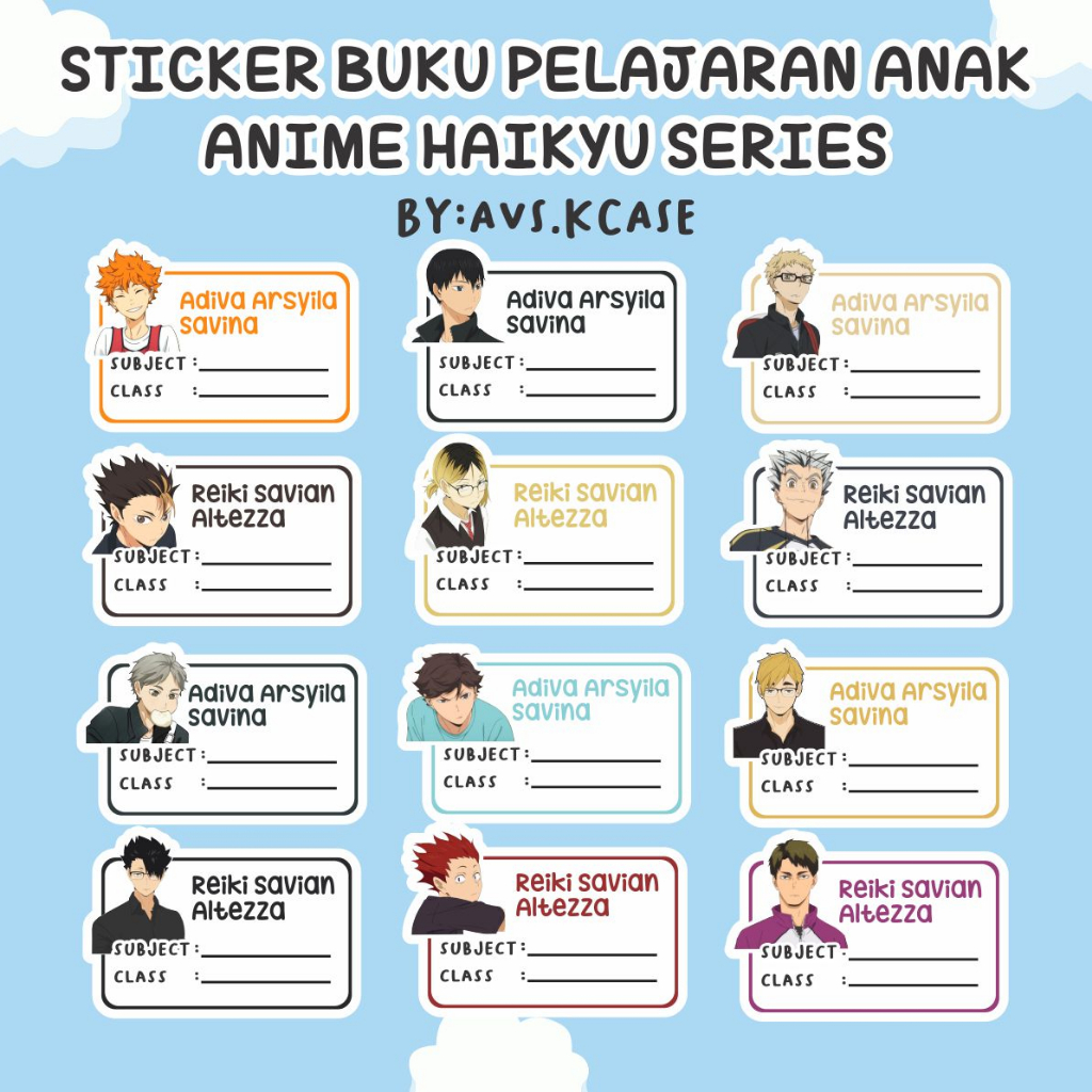

HAIKYU STIKER BUKU CUSTOM NAMA