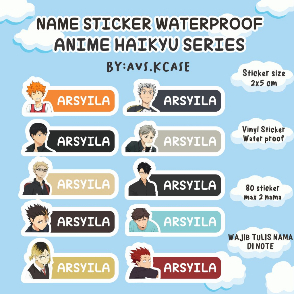 

STIKER NAMA ANIME HAIKYU WATERPROOF