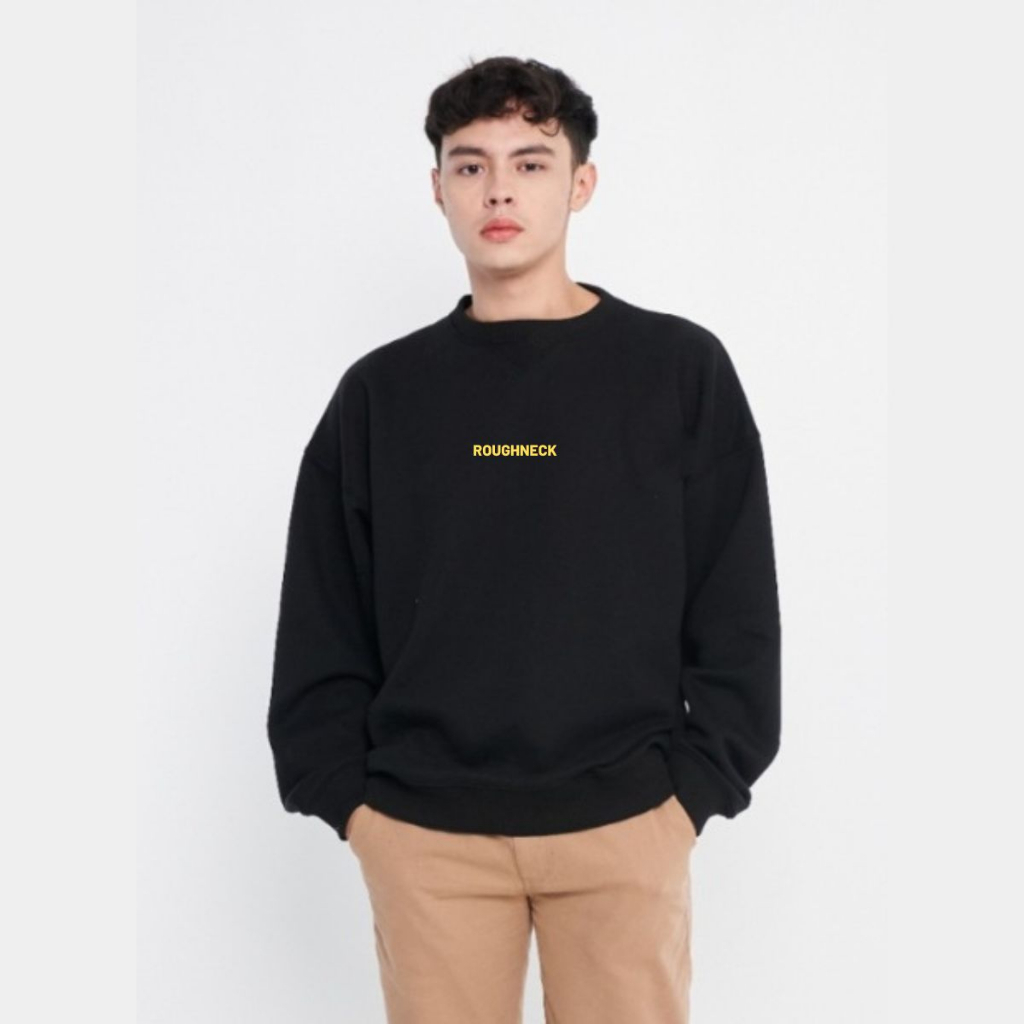 Crewneck Roughneck Black Murah | Sweater Pria Roughneck | Sweatshirt Roughneck Black  | Hoodie Roughneck | Jaket Roughneck