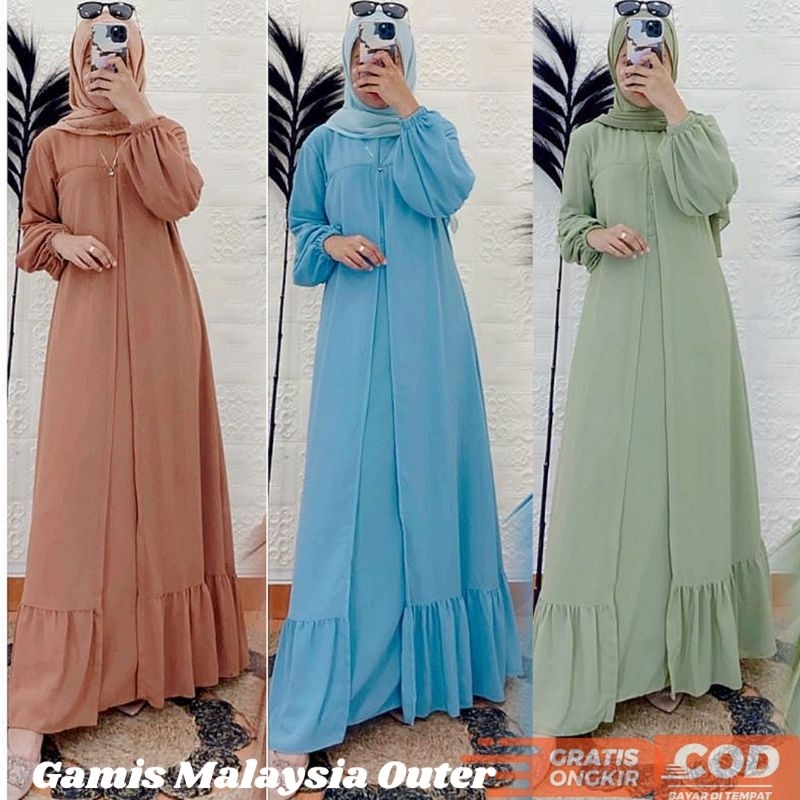 GAMIS MALAYSIA CERUTI OUTER BUSUI STANDART & JUMBO(RESLETING DEPAN) GAMIS WANITA TERBARU 2023  TERBA