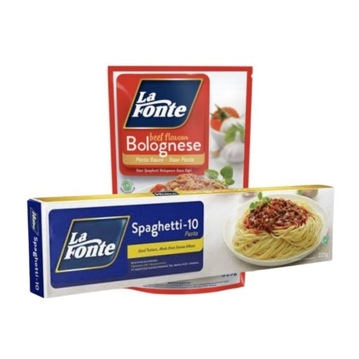 

Paket Bundling La Fonte Spaghetti 225 gr dan La Fonte Bolognese 315 gr