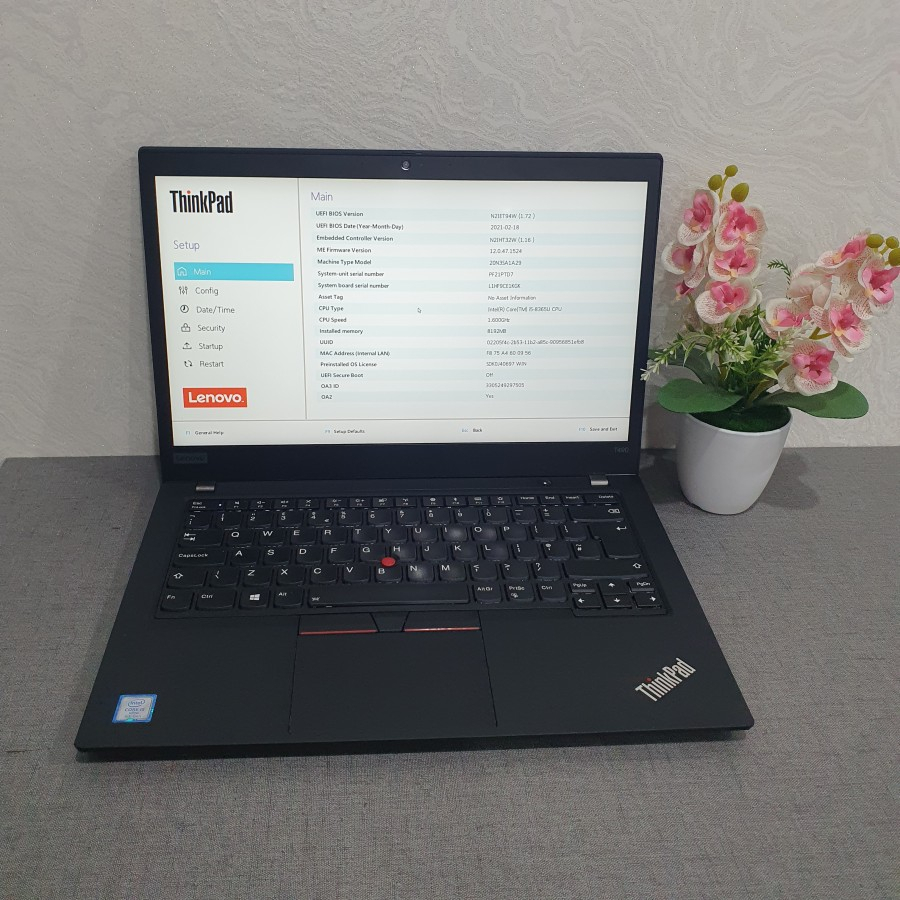 Laptop Touchscreen Lenovo Thinkpad T490 Intel Core i5-8365U RAM 8GB SSD 256GB 512GB 14&quot; FHD Win 10 Bergaransi Berkualitas