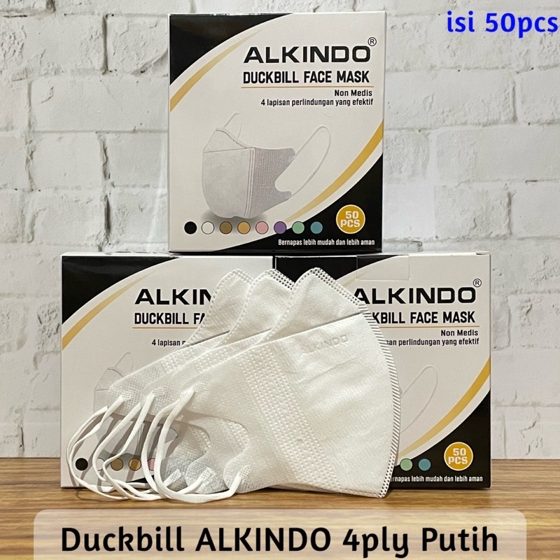 Masker Mouson/oncare/alkindo/ynb Duckbill Garis 4 PLY isi 50 pcs Impor Disposable Mask Dewasa Hitam / Putih/warna