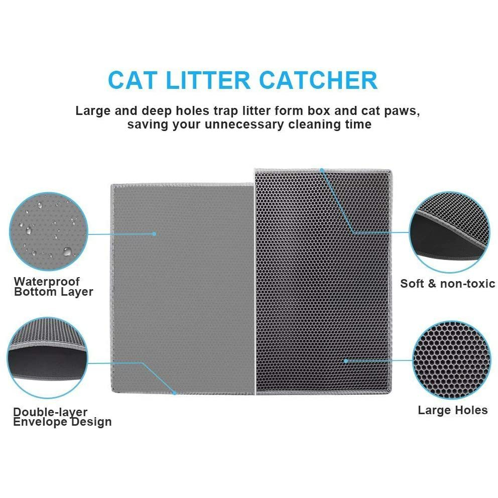 Double-Layer Cat Litter Mat Cat Litter Box Mat Trapper EVA Pad Pet Foam Rubber Rug Alas Kotoran Kucing