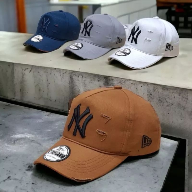 Topi baseball NY gaya sobek/Topi baseball pria wanita