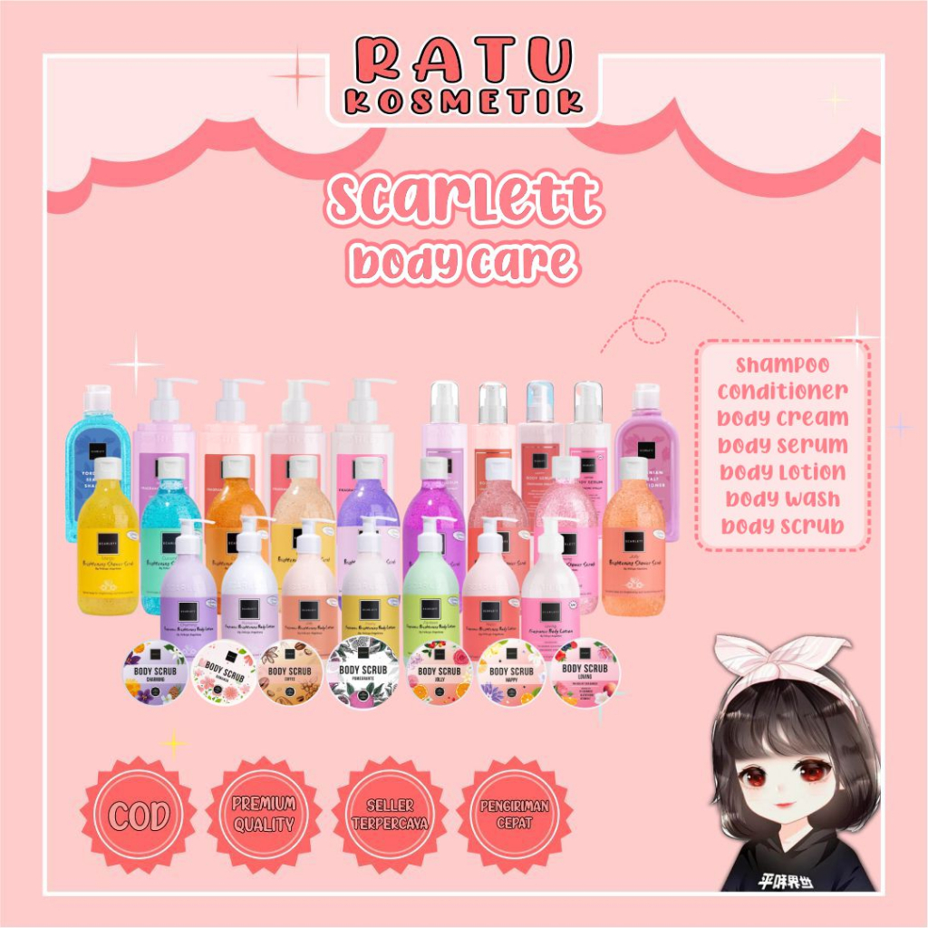 ❤ RATU ❤ Scarlett Whitening Series | Handbody | Sabun | Lulur | Body Serum | Body Cream | Shampoo | Conditioner | Loving Series | Scarlett Tube 180ml | UV Protection