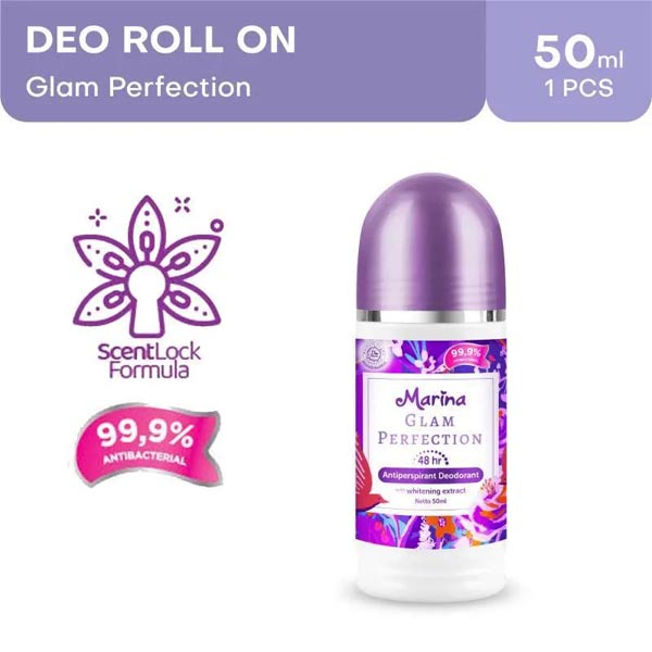 [ROLL ON 48JAM PERLINDUNGAN | 50ML | BPOM] Marina Anti Perspirant Deodorant 50ml - Fresh Sparkle  Glam Perfection - Sweet Romance_Cerianti